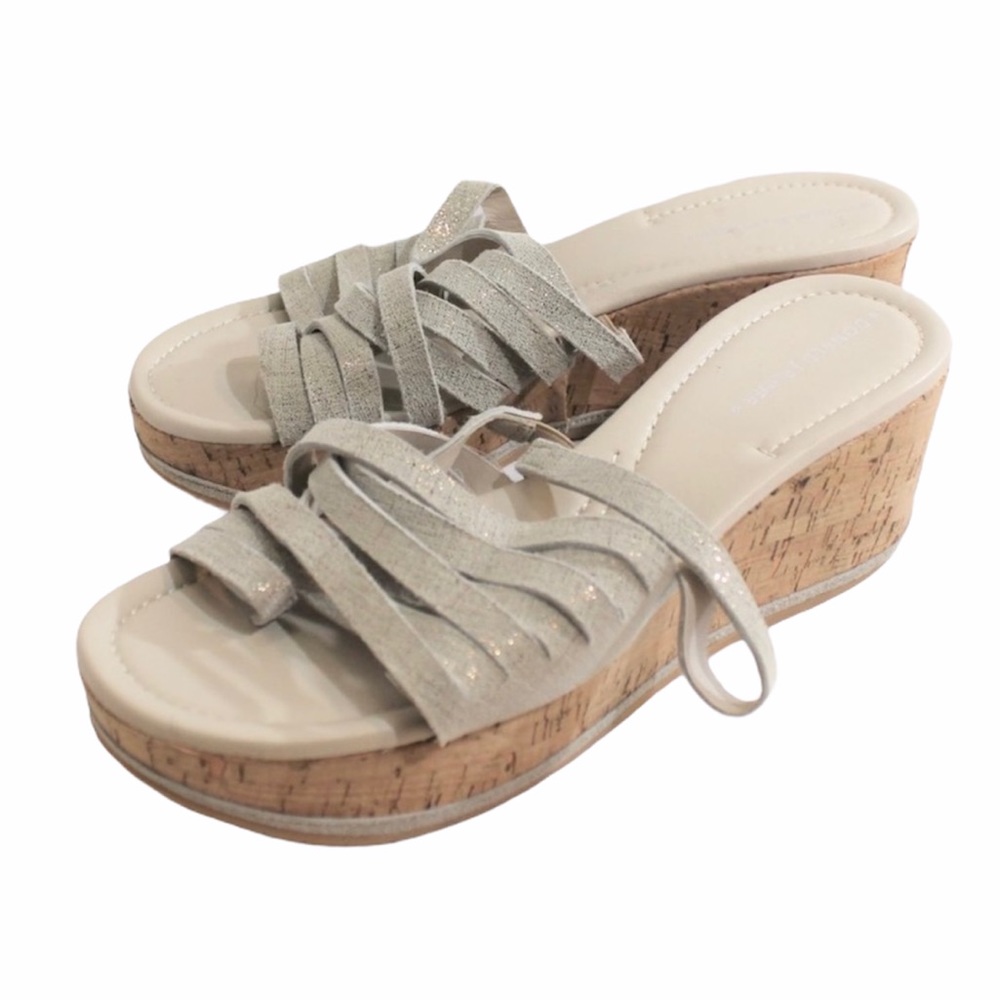 DONALD PLINER Strappy Wedge Sandal Gold NWOB